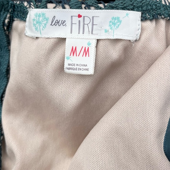 Love Fire Green Lace Long Sleeve Dress with Nude Underlay - Picture 8 of 8